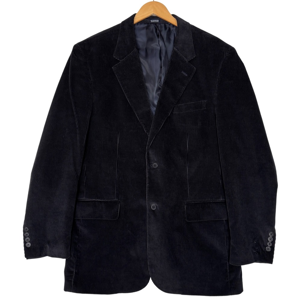 Meeting‎ Street Mens Size 46 Black Corduroy Sport Coat Blazer Dark Academia